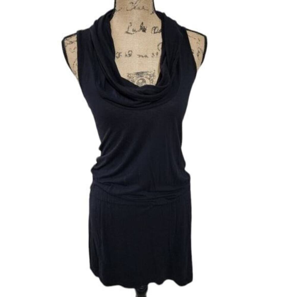 Vince cowl neck black sleeveless stretch mini dress size XS